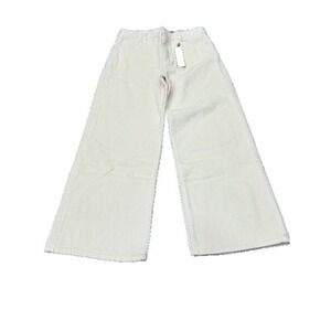 NWT Tractr Womens‎ High Rise Wide Leg Jeans Corduroy Stretch Cream Size 4/27